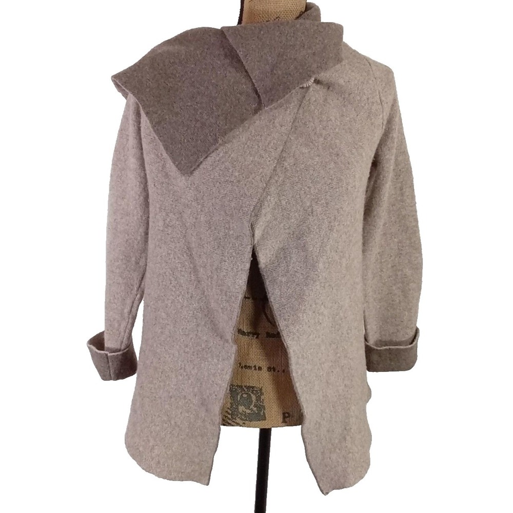 Chiaramente Cardigan‎ LARGE Brown Wool Blend Jacket Shawl Neck Button Italy
